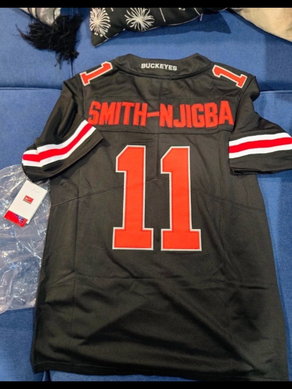 New Jaxon Smith-Njigba Ohio State College Football  Buckeyes Blackout Jersey #11